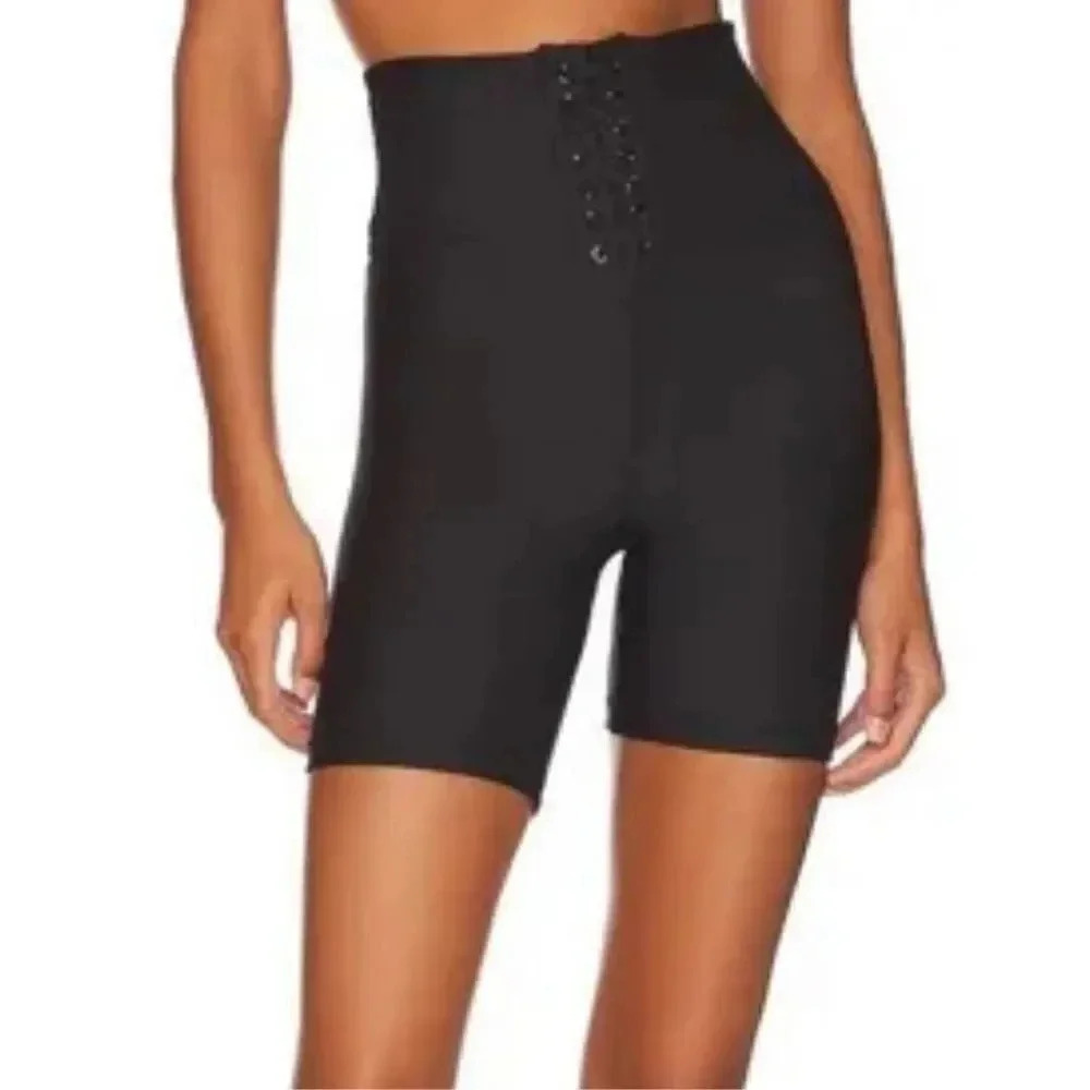 WeWoreWhat Lace Up Biker Short - Picture 2 of 7